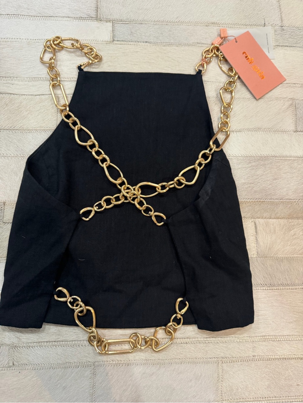 Cult Gaia Black Chain-Strap Square Neck Crop Top - Picture 6 of 7